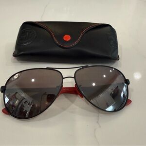 Ray-Ban Black and Red Aviator Sunglasses with Case